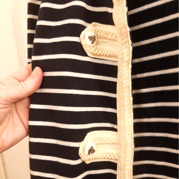 Cropped Miso Brand Cardigan, Blue with white stripes Size 10 - Picture 3 of 3